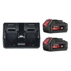 Set Rotake 20V – 2 × baterii Li-Ion 4.0 Ah + încărcător rapid dublu