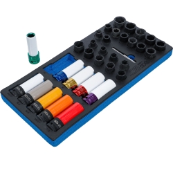Impact Socket, Special Wheel Nut & Spiral Bolt Extractor Set, 33 pcs (1/2")