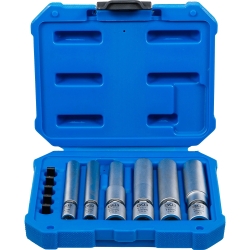 Set de chei tubulare articulate pentru bujii incandescente și bujii de aprindere, 1/4" și 3/8", 8–16 mm, 11 piese