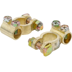 Set cleme din alamă pentru borne rotunde de baterie, plus și minus