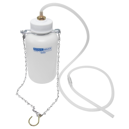 Brake Fluid Collection Bottle 1L with Chain Holder, Hose and Non-Return Valve