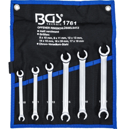 Double Ring Spanner Set Open Type 8 x 10 - 17 x 19 mm 6 pcs