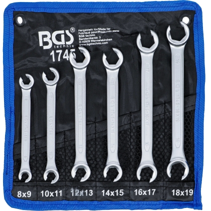 Double Ring Spanner Set Open Type 8 x 9 - 18 x 19 mm 6 pcs