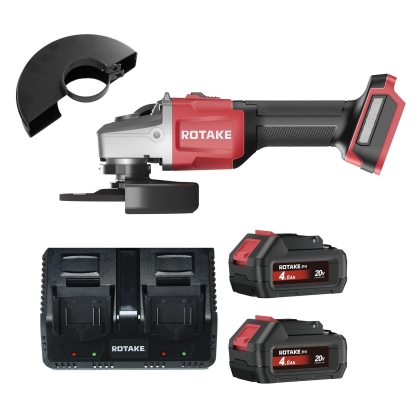 Комплект Rotake G1 акумулаторен ъглошлайф 20V, Ø115/125 mm, 9500 об./мин., с 2 × 4.0Ah батерии и двойно бързозарядно устройство