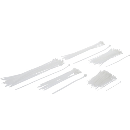 Set coliere de cablu albe, diferite dimensiuni – 250 buc.