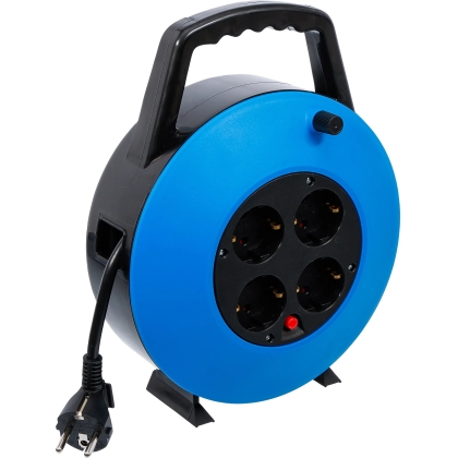 Prelungitor compact pe tambur 10 m, 3 × 1,5 mm², 4 prize, IP20
