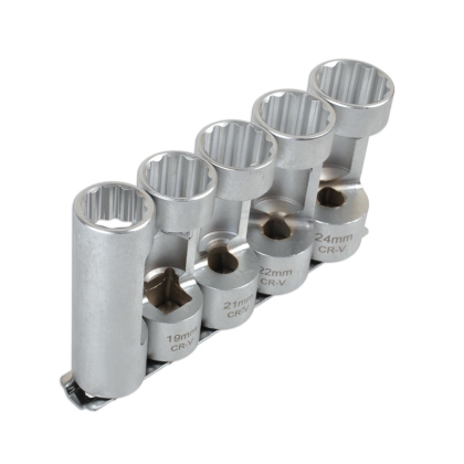 Open Socket Set for Shock Absorbers, Injectors, Sensors and Switches 18–24 mm 5 pcs