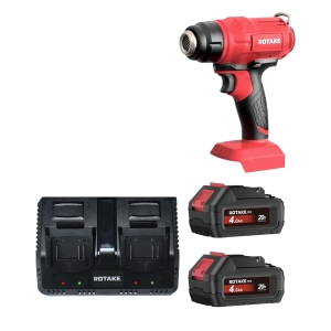 Rotake 8514 Cordless Heat Gun Set 20V, 550°C, 200L/min, incl. 2 × 4.0Ah Batteries & Dual Fast Charger