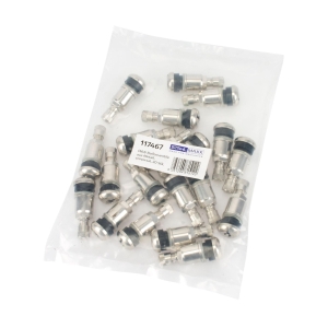 Valve metalice universale nichelate pentru anvelope, 42 mm, 20 bucăți