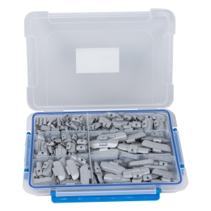 Set greutăți din zinc cu clemă pentru jante din oțel, 225 piese, 5–30 g