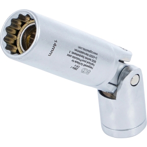 Cheie tubulară articulată pentru bujii incandescente, 3/8", profil în 12 puncte, 14 mm