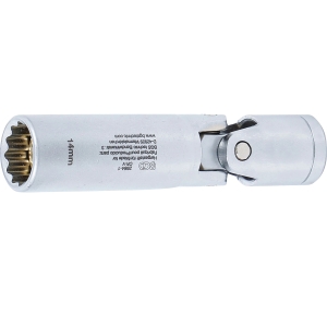 Cheie tubulară articulată pentru bujii incandescente, 3/8", profil în 12 puncte, 14 mm