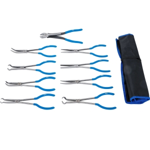 Set clești extra-lungi – cu vârf lung, plați și pentru fișe de bujii, 9 piese