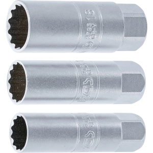 Extra-Thin-Wall Spark Plug Socket Set, 14/16/18 mm, 12-Point, 3/8", 3-Piece