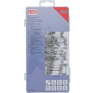 Set siguranțe fuzibile din sticlă cu acțiune lentă, 5–30 A, 120 piese