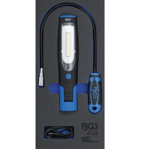 BGS 3-Piece Work Light and LED Magnetic Pick-Up Tool Set
