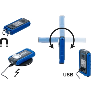Foldable COB-LED Workshop Light with Magnet, Hook and Wireless Charging