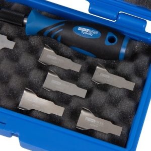 Set lame speciale de răzuire cu ghidaje, 11 piese, 12 / 19 mm, cu mâner și cutie